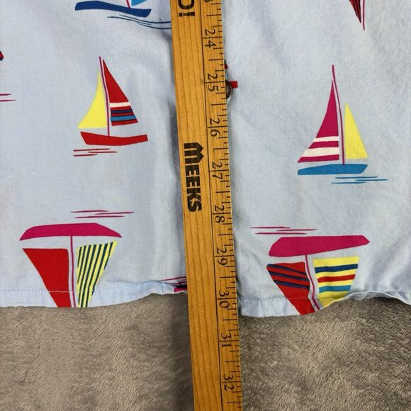 Lands End Shirt Mens XL 46-48 Sail Boats Nautical Blue‎ Button Up Short Sleeve - Picture 9 of 12